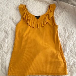 Gold ruffle neck J. Crew tank top